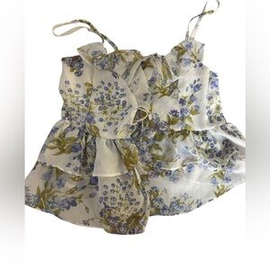 Love Tree Floral Camisole - White and Blue